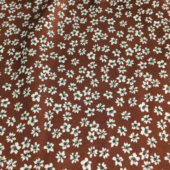 Abercrombie Satin Floral Brown Midi Skirt Size Small - Picture 4 of 5